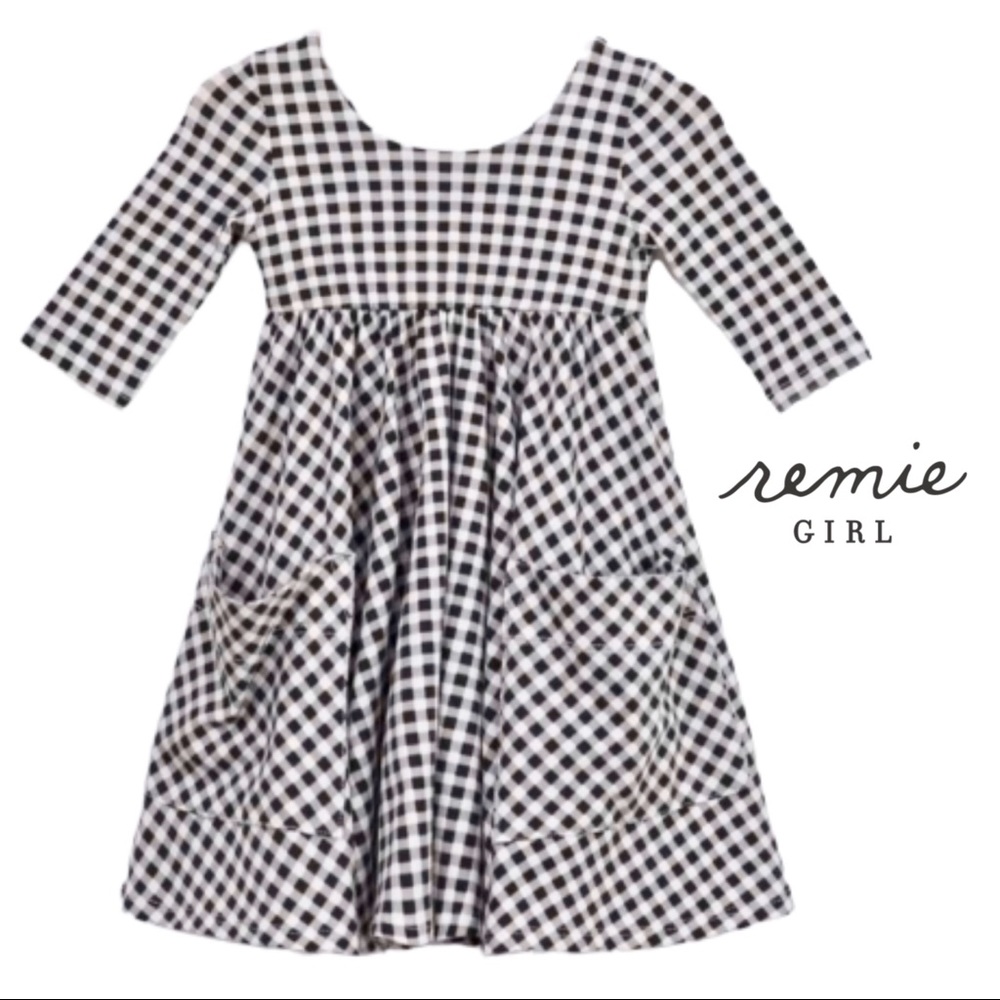 Remie Girl Gingham Twirl Dress with Pockets